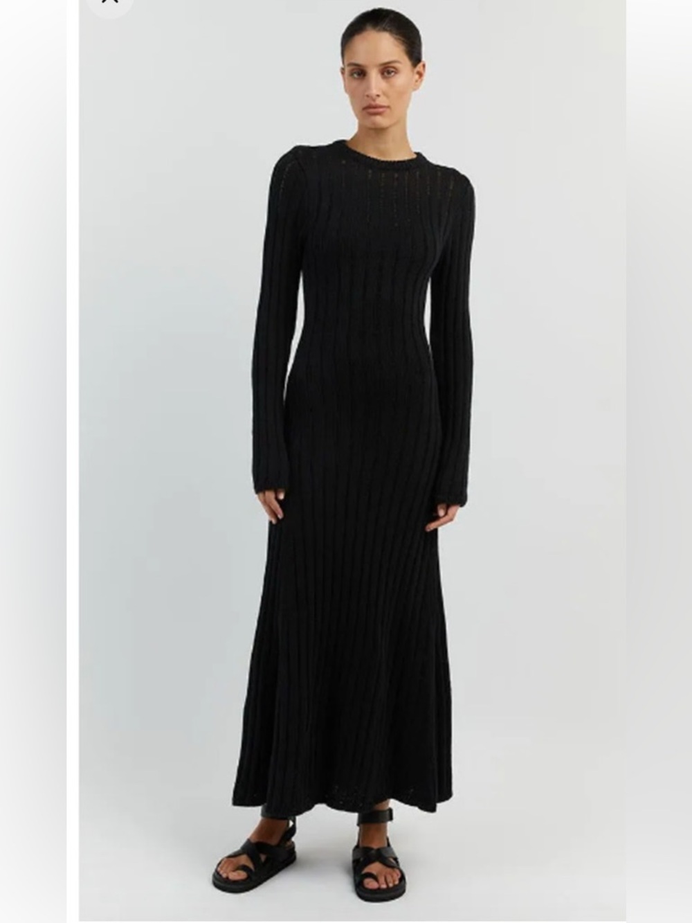 DISSH Black Ribbed Knit Maxi Dress
